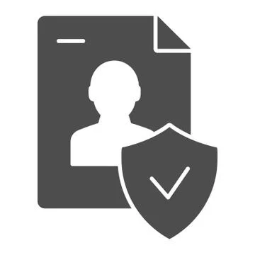 Approved personal document solid icon. Checked identity vector illustration Illustrazione stock