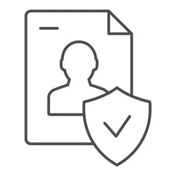 Approved personal document thin line icon. Checked identity vector illustration Illustrazione stock