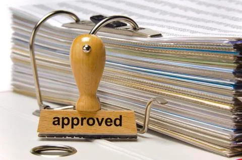 Approved printed on rubber stamp Stock Photos