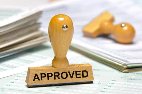 Approved printed on rubber stamp Stock Photos