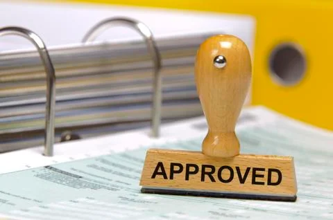Approved printed on rubber stamp Stock Photos