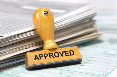 Approved printed on rubber stamp Stock Photos