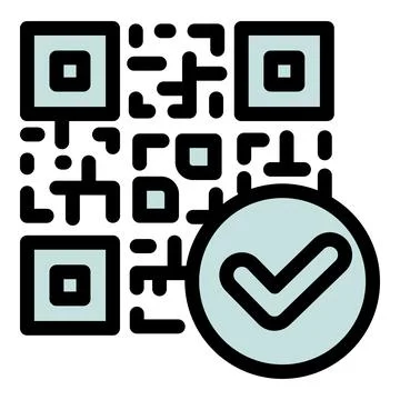 Approved qr code icon outline vector. Barcode payment Illustrazione stock
