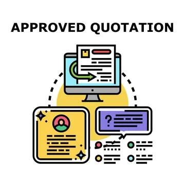 Approved quotation concept for business document workflow Illustrazione stock