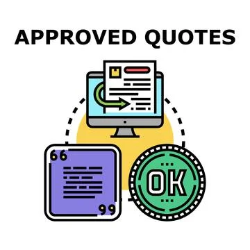 Approved quotes concept representing online document approval Stock Illustration