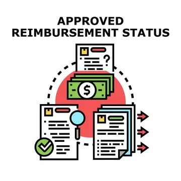 Approved reimbursement status processing financial claims and expenses Stock Illustration