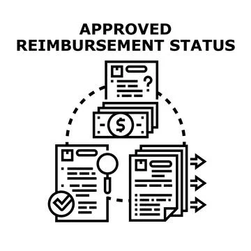 Approved reimbursement status processing financial claims and expenses Stock Illustration