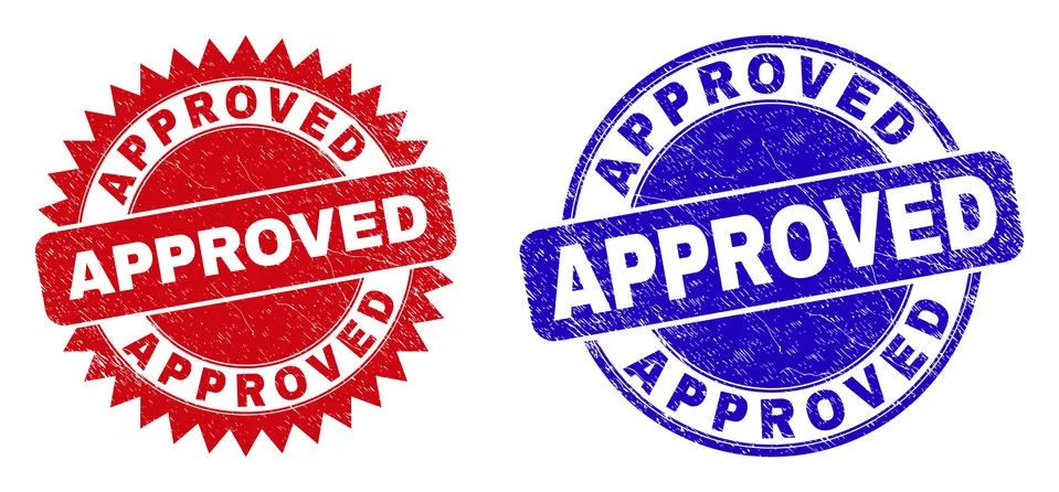 APPROVED Round and Rosette Seals with Corroded Texture Stock Illustration
