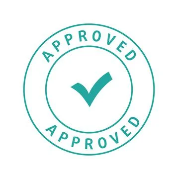Approved round stamp with tick. Vector stock illustration isolated on white Stock Illustration