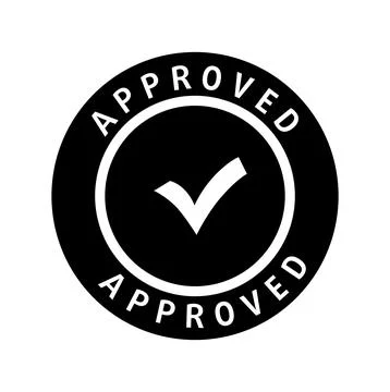 Approved round stamp with tick. Vector stock illustration isolated on white Stock Illustration