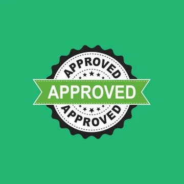 Approved seal stamp vector icon. Approve accepted badge flat vector illustrat Stock Illustration