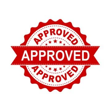Approved seal stamp vector icon. Approve accepted badge flat vector illustrat Stock Illustration