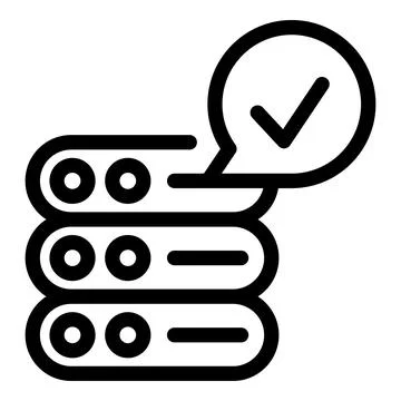 Approved server icon, outline style Stock Illustration