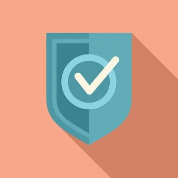 Approved shield icon flat vector. Interface button Stock Illustration