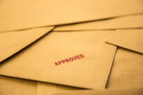 Approved sign on envelope Stock Photos
