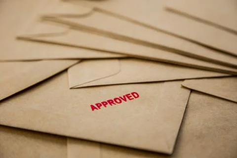 Approved sign on envelope Foto stock