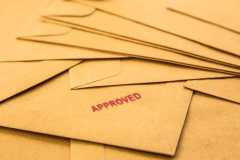 Approved sign on envelope Stock Photos