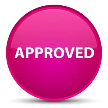 Approved special pink round button Stock Illustration