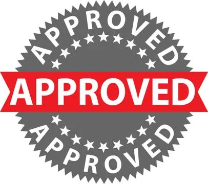 Approved stamp, certified badge, vector illustration Stock Illustration