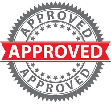 Approved stamp, certified badge, vector illustration Illustrazione stock