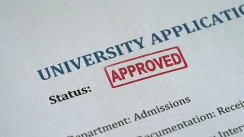 Approved Stamp Coming Down on University Application Form Stock Footage 341131153