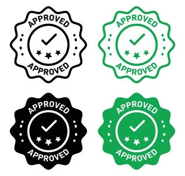 Approved stamp Outline flat Icon Stock Illustration