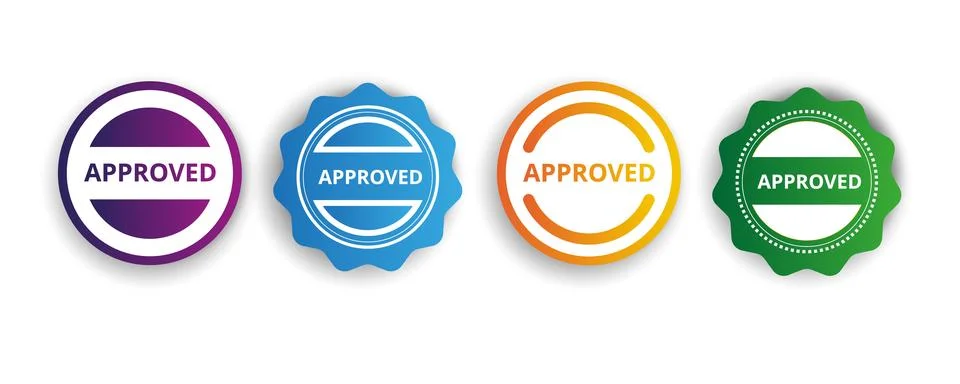 Approved Stamp vector and Rubber stamp Illustrazione stock