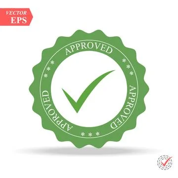 Approved Stamp Vector Over a White Background. Simple mark graphic design. Stock Illustration