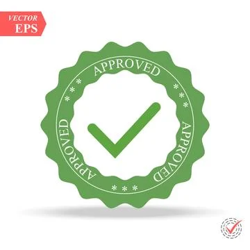 Approved Stamp Vector Over a White Background. Simple mark graphic design. Ilustração Stock