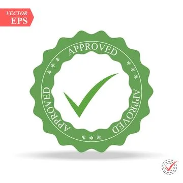 Approved Stamp Vector Over a White Background. Simple mark graphic design. Stock Illustration