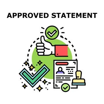 Approved statement concept with document and thumbs up icon Stock Illustration