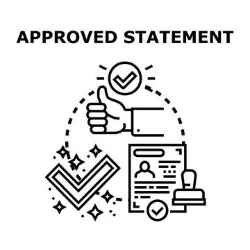 Approved statement concept with document and thumbs up icon Ilustración de archivo
