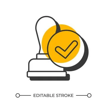 Approved stemp offset shadow line icon Illustrazione stock