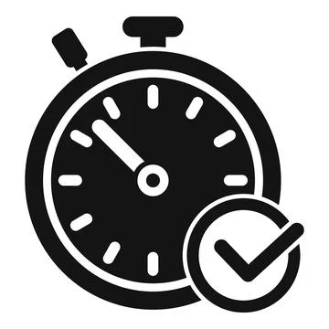 Approved stopwatch duration time icon simple vector. Event deadline Stock Illustration