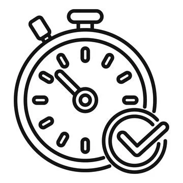 Approved stopwatch duration time icon outline vector. Event deadline Stock Illustration