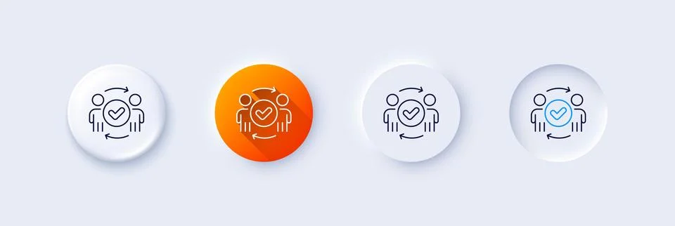 Approved teamwork line icon. Accepted team sign. Line icons. Vector Stock Illustration