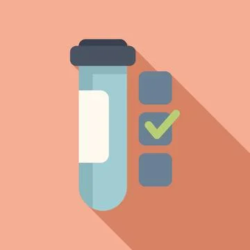 Approved test result icon flat vector. Medical lab Stock Illustration