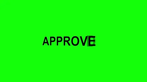 Approved text animation typewriter style words on green screen. Stock Footage 315821408