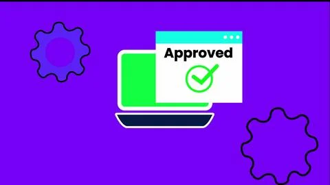 Approved text isolated digital technology notification message page on lapt.. Illustrazione stock