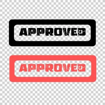 Approved Text in red and black with transparent background Stock Illustration