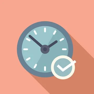Approved time clock icon flat vector. Success checkmark イラスト素材