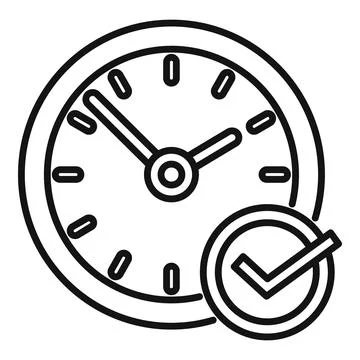 Approved time clock icon outline vector. Success checkmark イラスト素材