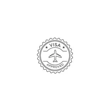 Approved travel authorization circular stamp icon with airplane symbol Stock Illustration