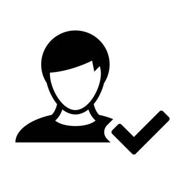 Approved User Account Icon - Solid Black Glyph for Admin &amp; Account Verifica.. 스톡 일러스트