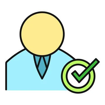 Approved user profile icon with check mark Ilustración de archivo