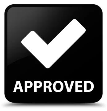 Approved (validate icon) black square button Stock Illustration