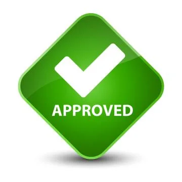 Approved (validate icon) elegant green diamond button Stock Illustration
