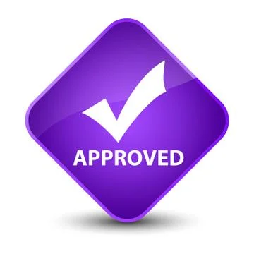 Approved (validate icon) elegant purple diamond button Stock Illustration
