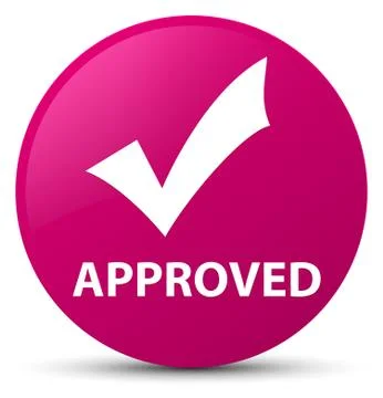 Approved (validate icon) pink round button Stock Illustration