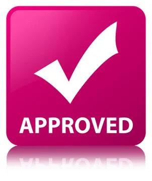 Approved (validate icon) pink square button Stock Illustration